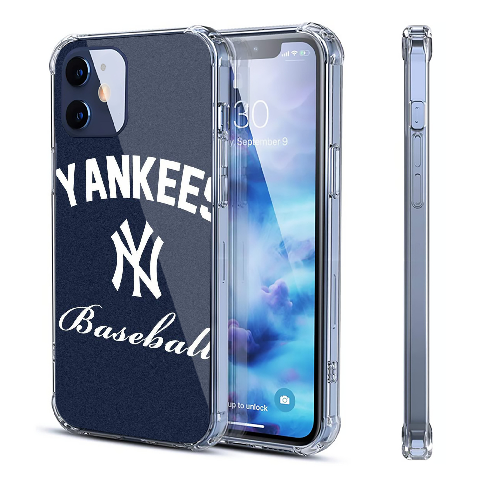 New York Yankees Baseball Clear IPhone 12 Case – Soft TPU With UV Print – Enhanced Drop Protection, Precise Fit, Anti-Fingerprint, Customizable Design, Scratch-Resistant, Yellow-Resistant
